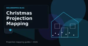 Christmas projection mapping on a house with mapped windows, roofline and garage
