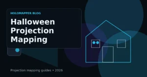 Halloween house projection mapping aligned to windows and roofline