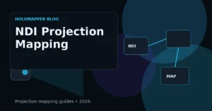 NDI network video nodes feeding HoloMapper projection mapping software