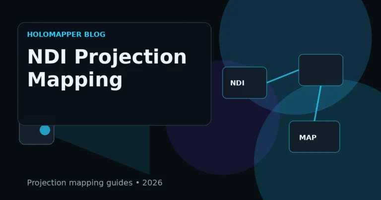 NDI network video nodes feeding HoloMapper projection mapping software