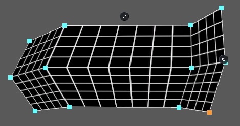 HoloMapper mesh warping example showing warp lines and editable mesh points